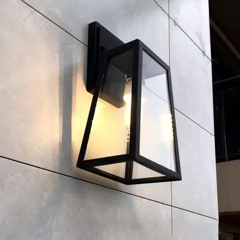 Geometric Glass Outdoor Wall Lantern