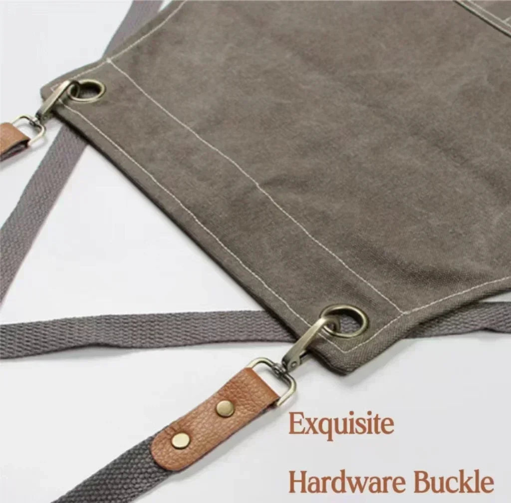 Unisex Canvas Kitchen Apron with Pockets