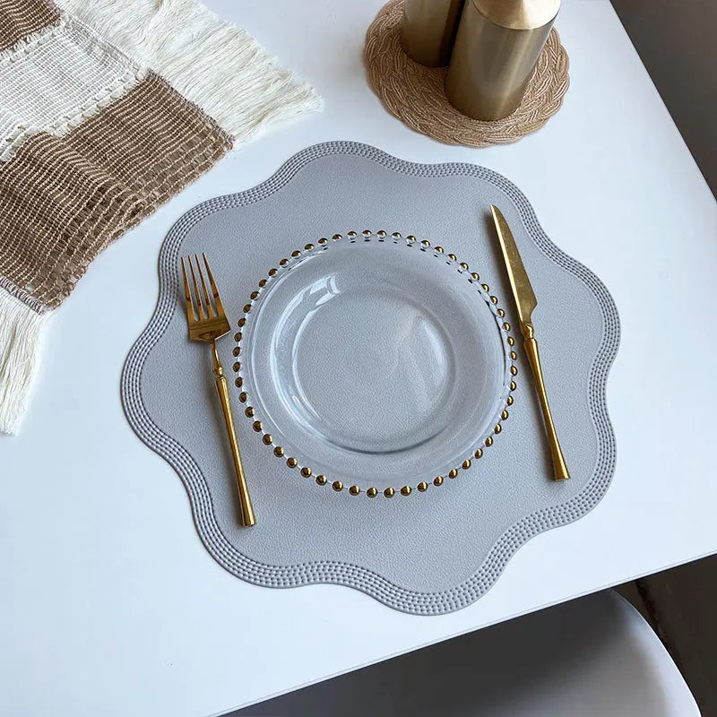 Round Embossed Faux Leather Placemats