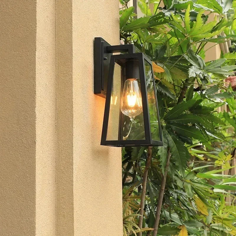 Geometric Glass Outdoor Wall Lantern