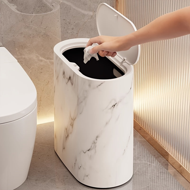 Marble Pattern Bathroom Bin with Lid