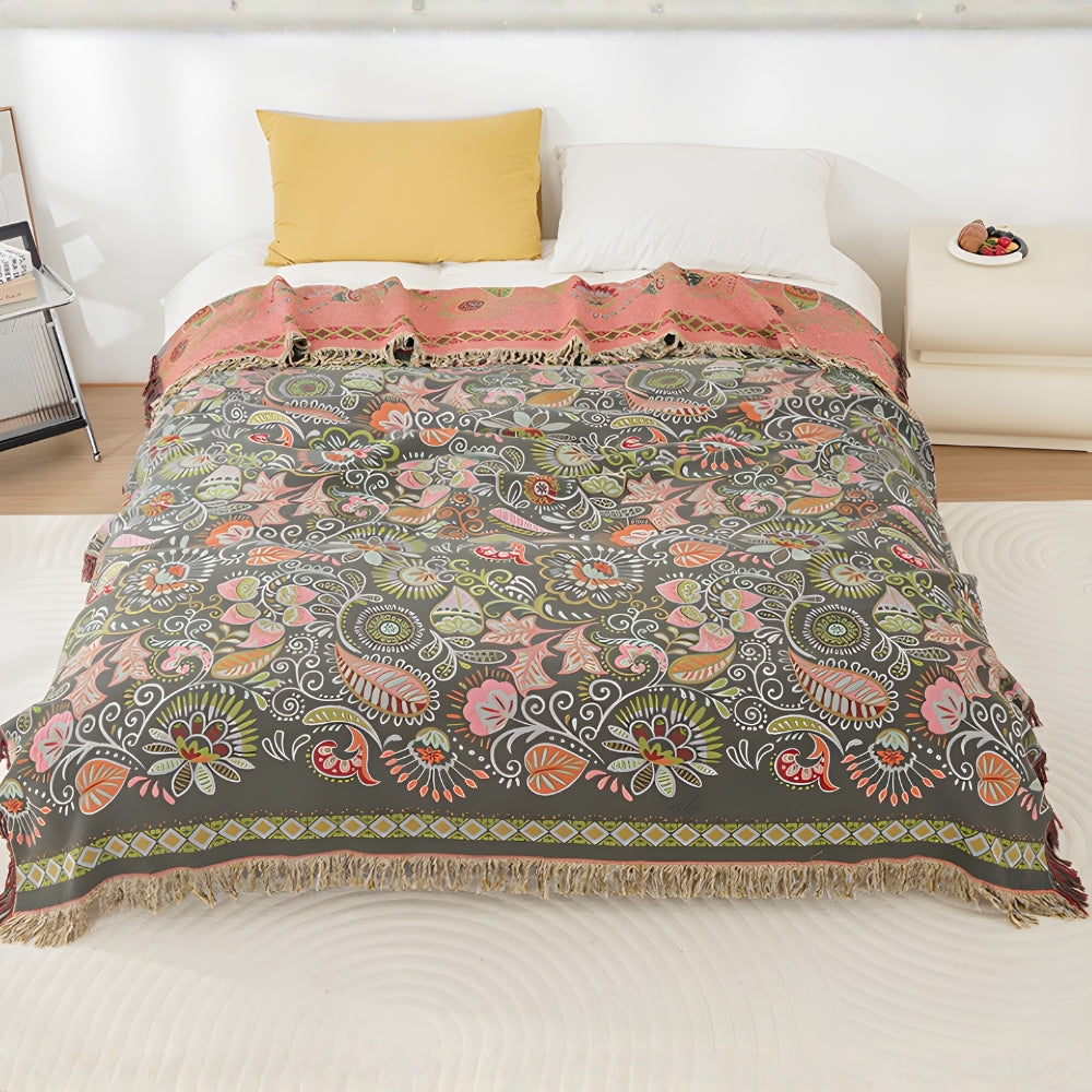 Boho Reversible Floral Blanket
