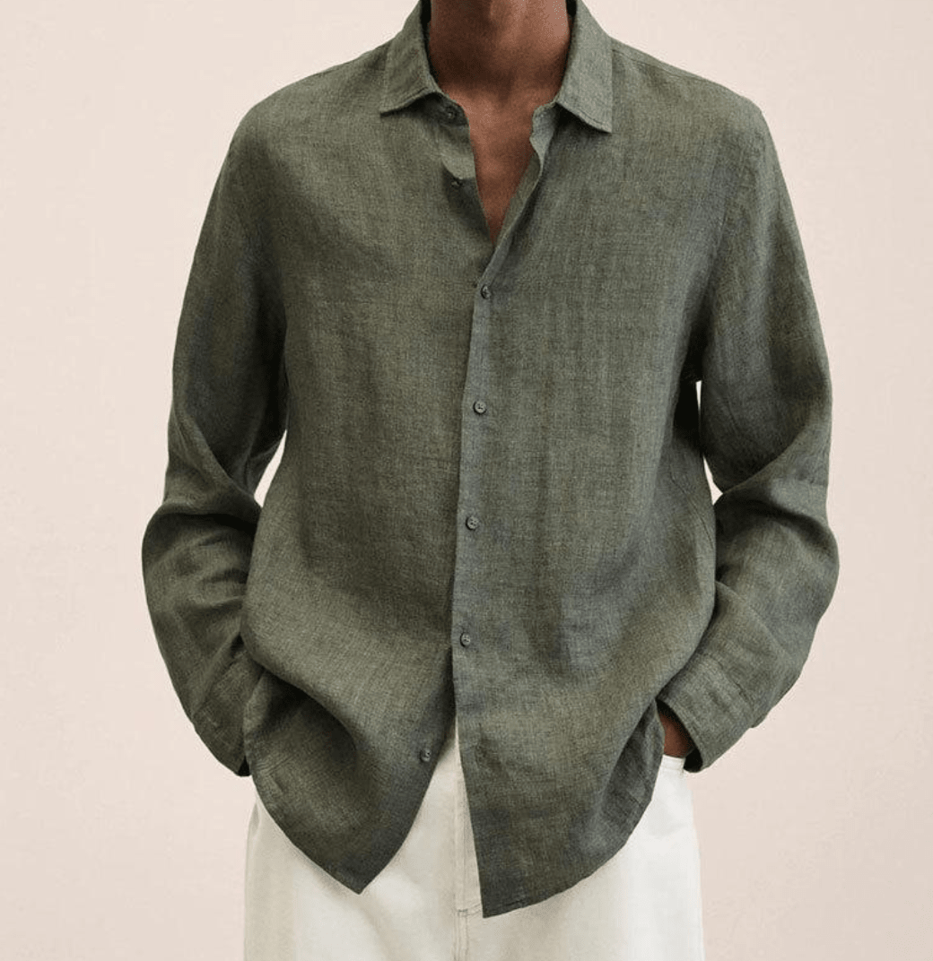 CHEMISE EN COTON ET LIN POUR HOMMES