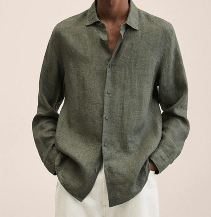 CHEMISE EN COTON ET LIN POUR HOMMES