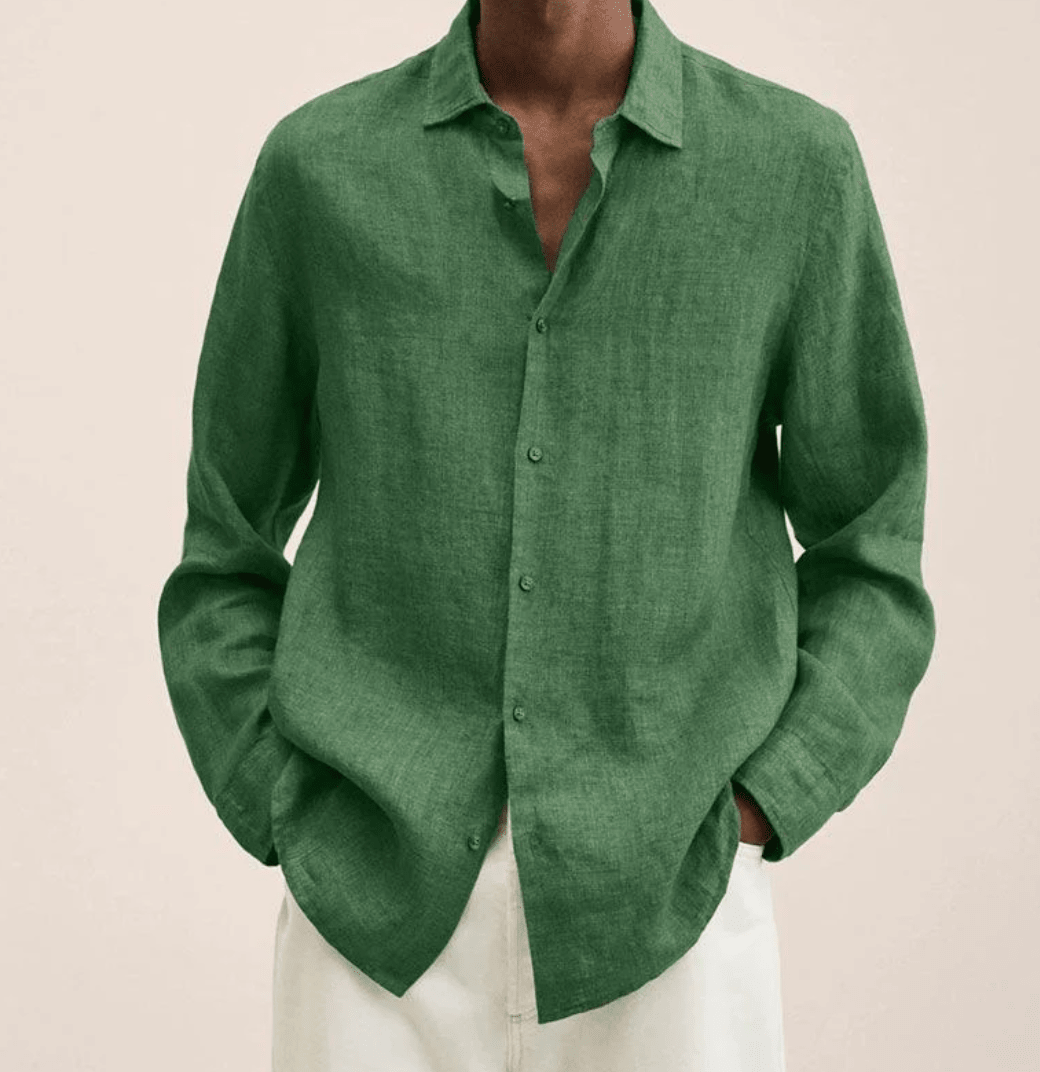 CHEMISE EN COTON ET LIN POUR HOMMES