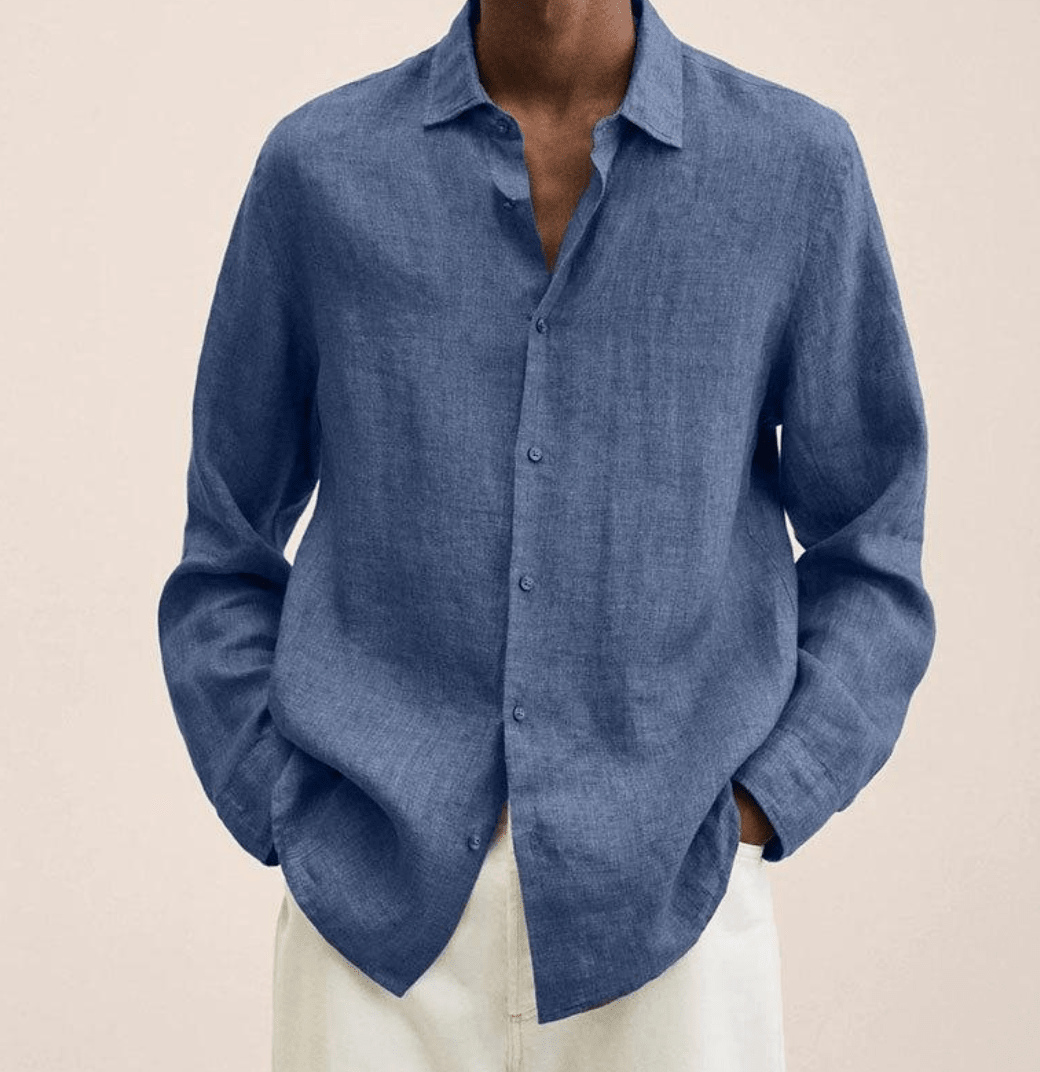 CHEMISE EN COTON ET LIN POUR HOMMES