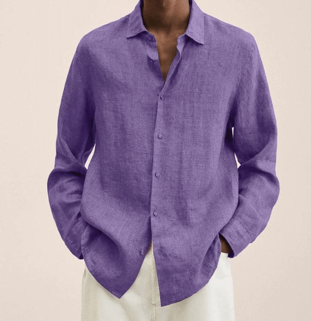 CHEMISE EN COTON ET LIN POUR HOMMES