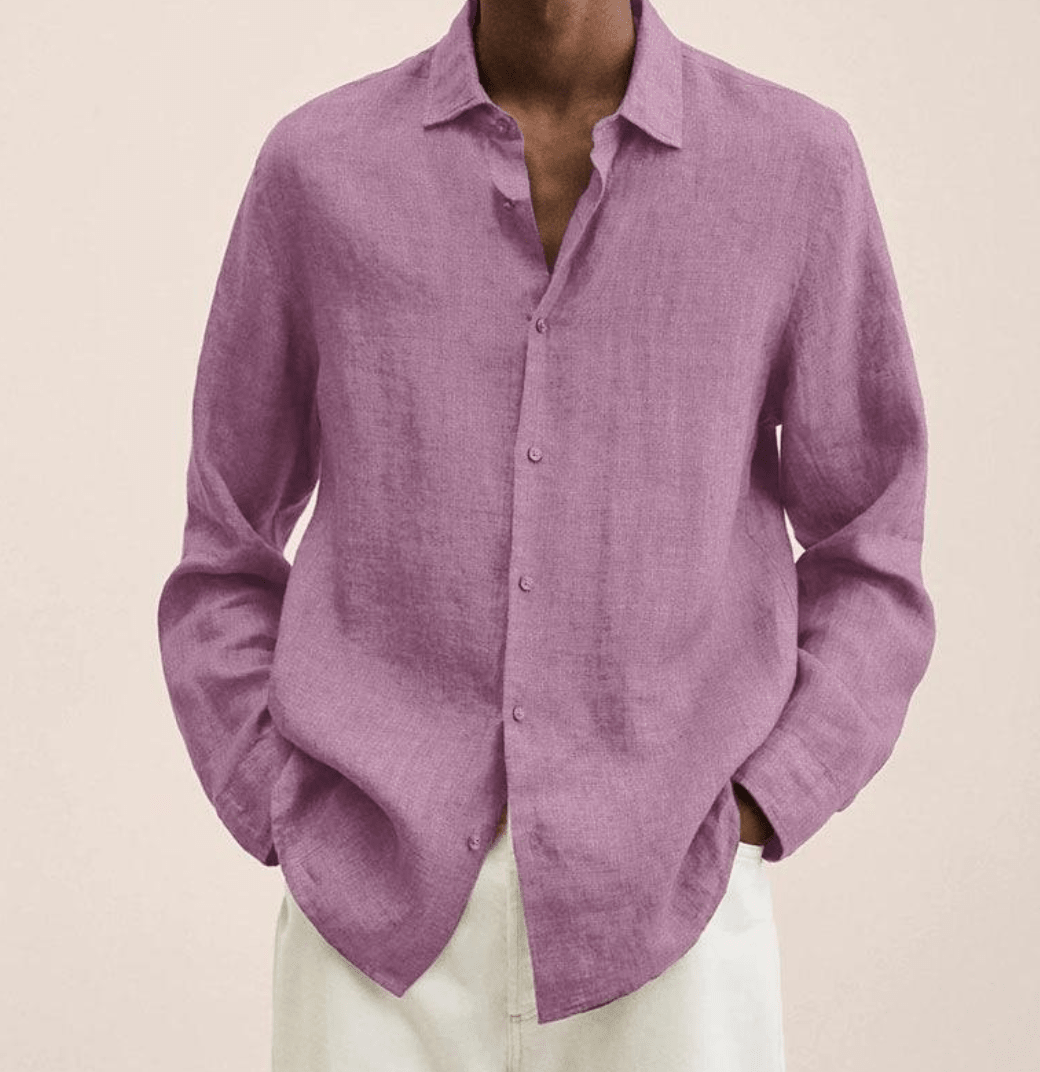 CHEMISE EN COTON ET LIN POUR HOMMES