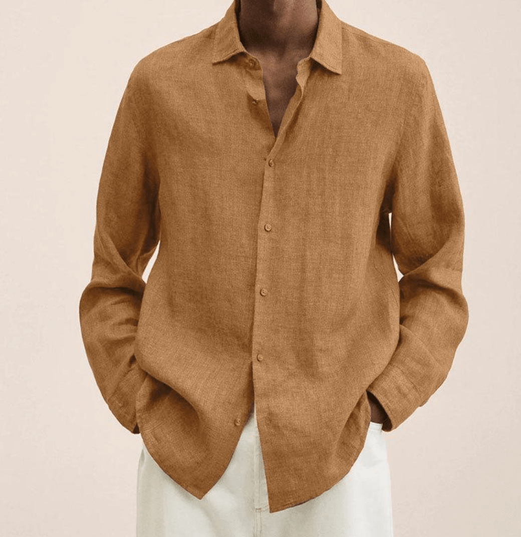 CHEMISE EN COTON ET LIN POUR HOMMES