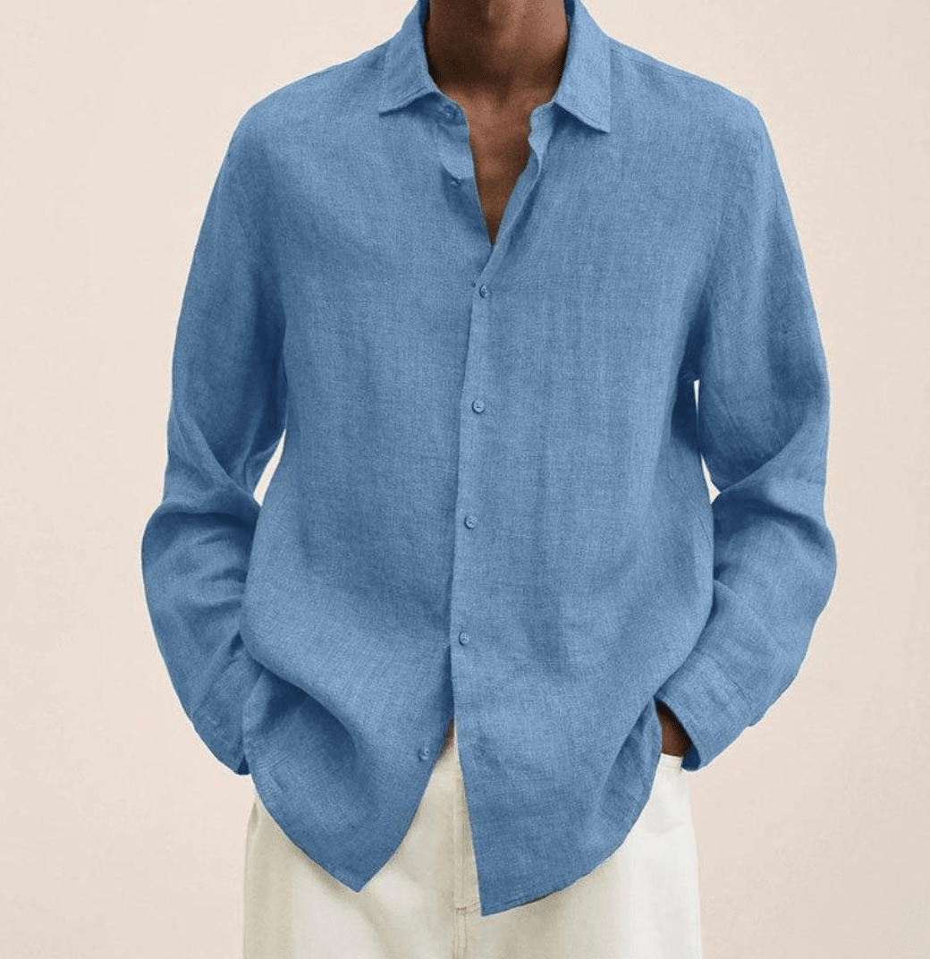 CHEMISE EN COTON ET LIN POUR HOMMES